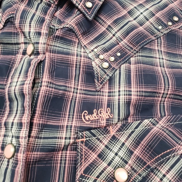 Cruel Girl Top Womens‎ 2XL Pink Pockets Pearl Snap Long Sleeve - Picture 4 of 11